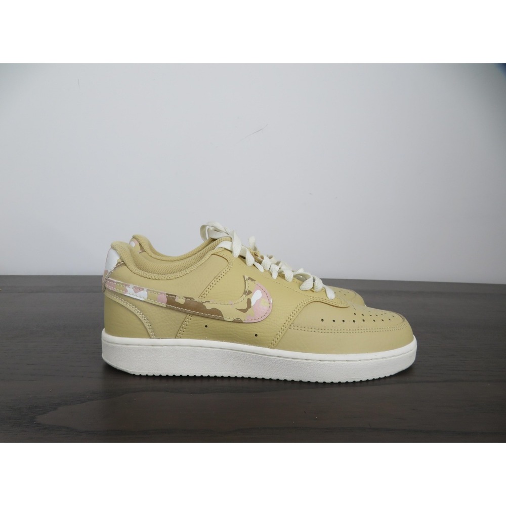 Nike Court Vision Low Shoes Womens 8.5 Beige Camo Walking Sneakers DX3734-200